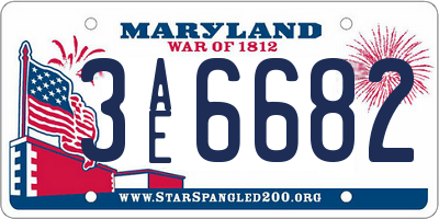 MD license plate 3AE6682