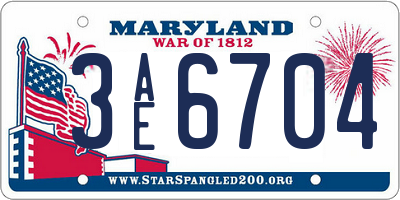 MD license plate 3AE6704