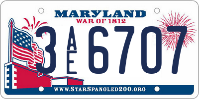 MD license plate 3AE6707