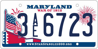 MD license plate 3AE6723