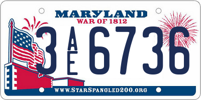 MD license plate 3AE6736