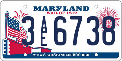 MD license plate 3AE6738