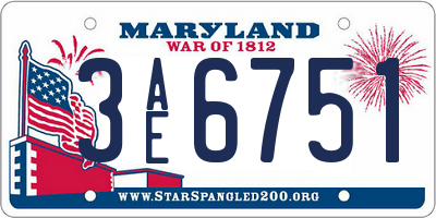 MD license plate 3AE6751