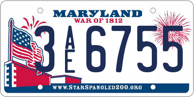 MD license plate 3AE6755