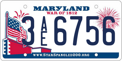 MD license plate 3AE6756