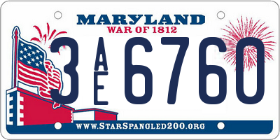 MD license plate 3AE6760