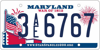 MD license plate 3AE6767