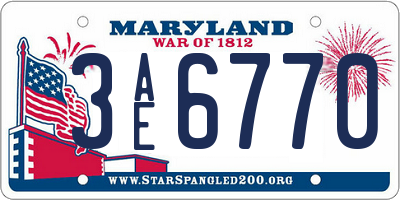 MD license plate 3AE6770
