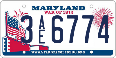 MD license plate 3AE6774