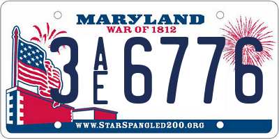 MD license plate 3AE6776