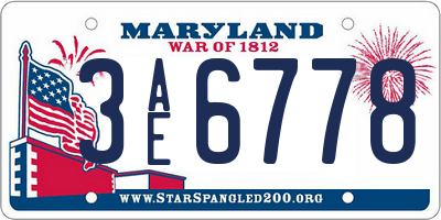 MD license plate 3AE6778
