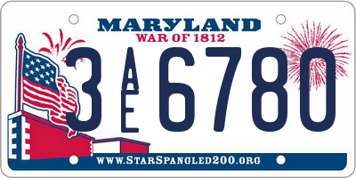 MD license plate 3AE6780