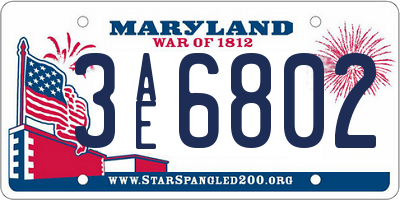 MD license plate 3AE6802