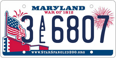 MD license plate 3AE6807