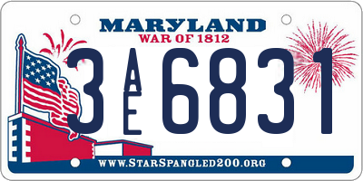 MD license plate 3AE6831