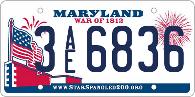 MD license plate 3AE6836