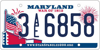 MD license plate 3AE6858
