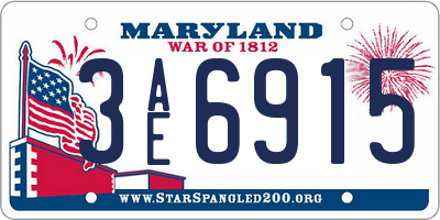 MD license plate 3AE6915