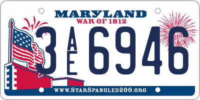 MD license plate 3AE6946
