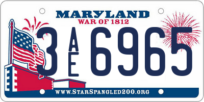 MD license plate 3AE6965