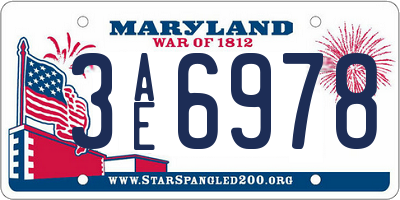 MD license plate 3AE6978