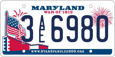 MD license plate 3AE6980