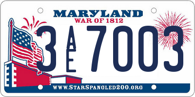 MD license plate 3AE7003