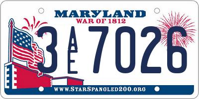 MD license plate 3AE7026