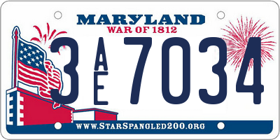 MD license plate 3AE7034