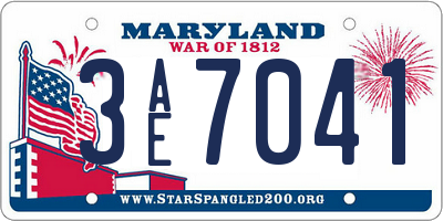 MD license plate 3AE7041