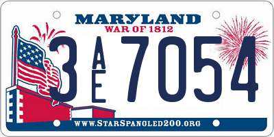 MD license plate 3AE7054