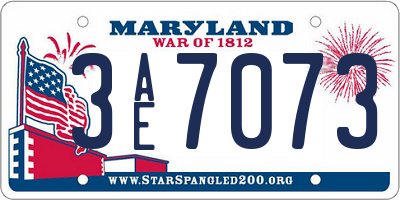 MD license plate 3AE7073