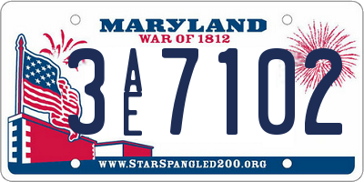 MD license plate 3AE7102