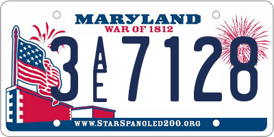 MD license plate 3AE7128