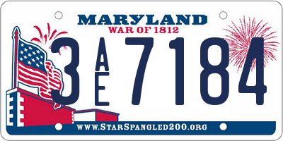 MD license plate 3AE7184