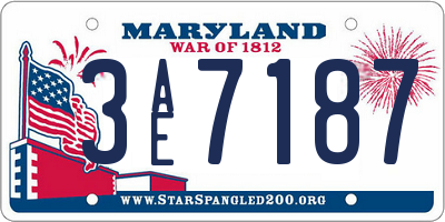 MD license plate 3AE7187