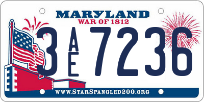 MD license plate 3AE7236