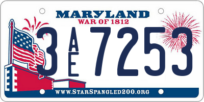 MD license plate 3AE7253