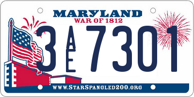 MD license plate 3AE7301