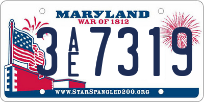 MD license plate 3AE7319