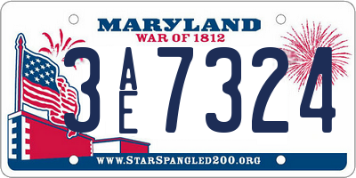 MD license plate 3AE7324