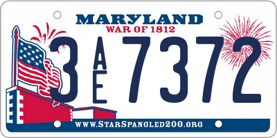 MD license plate 3AE7372
