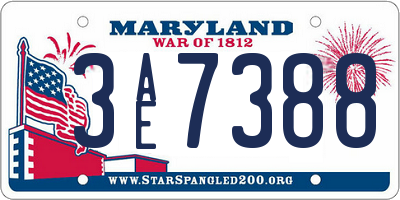 MD license plate 3AE7388