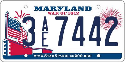 MD license plate 3AE7442
