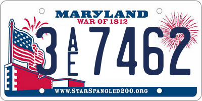 MD license plate 3AE7462