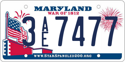 MD license plate 3AE7477