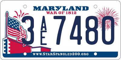 MD license plate 3AE7480