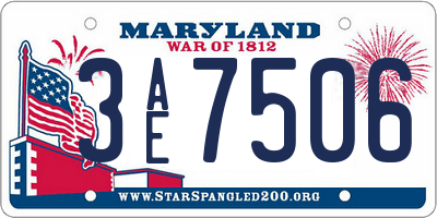 MD license plate 3AE7506