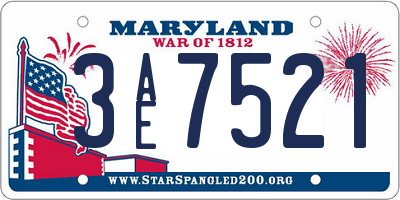 MD license plate 3AE7521