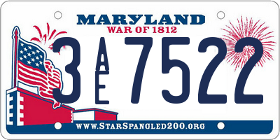 MD license plate 3AE7522